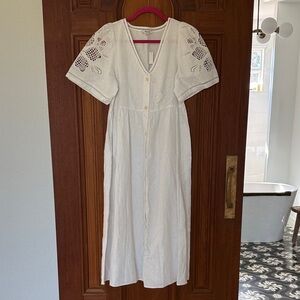 Madewell NWT White eyelet linen midi dress.